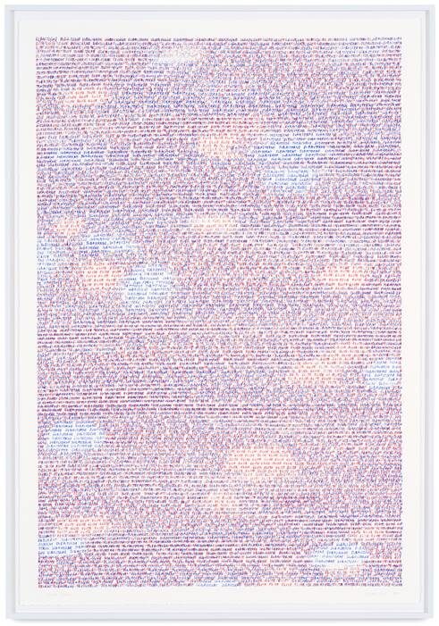 privileged, 2016, Diptychon, Blatt jeweils 276 x 266 cm, Weisse Tusche und transparentes Klebeband auf Kohlepapier und Kohle auf Papier